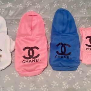 Chanel Pink and Blue Dog Hoodies